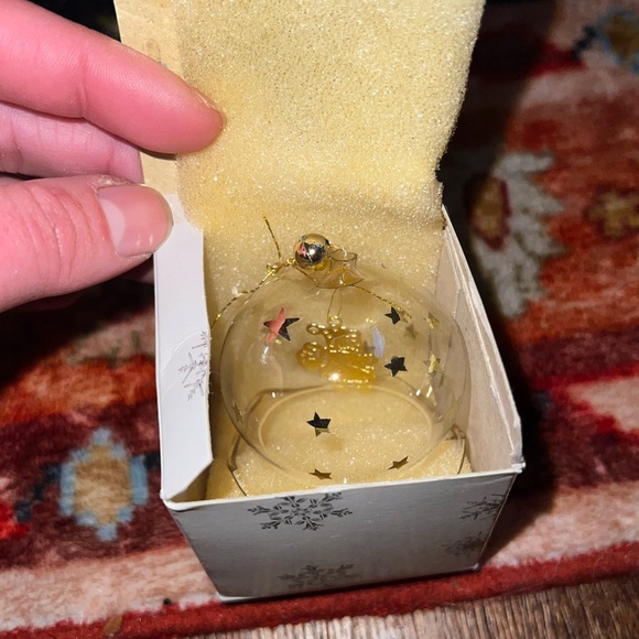 Vintage Silvestri Glass Christmas Ornament Clear Gold Santa Charm In Box - Picture 4 of 10